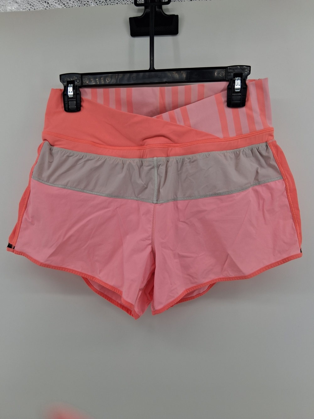 lululemon athletica Coral and Light Pink Fold-Over Waist Athletic Shorts